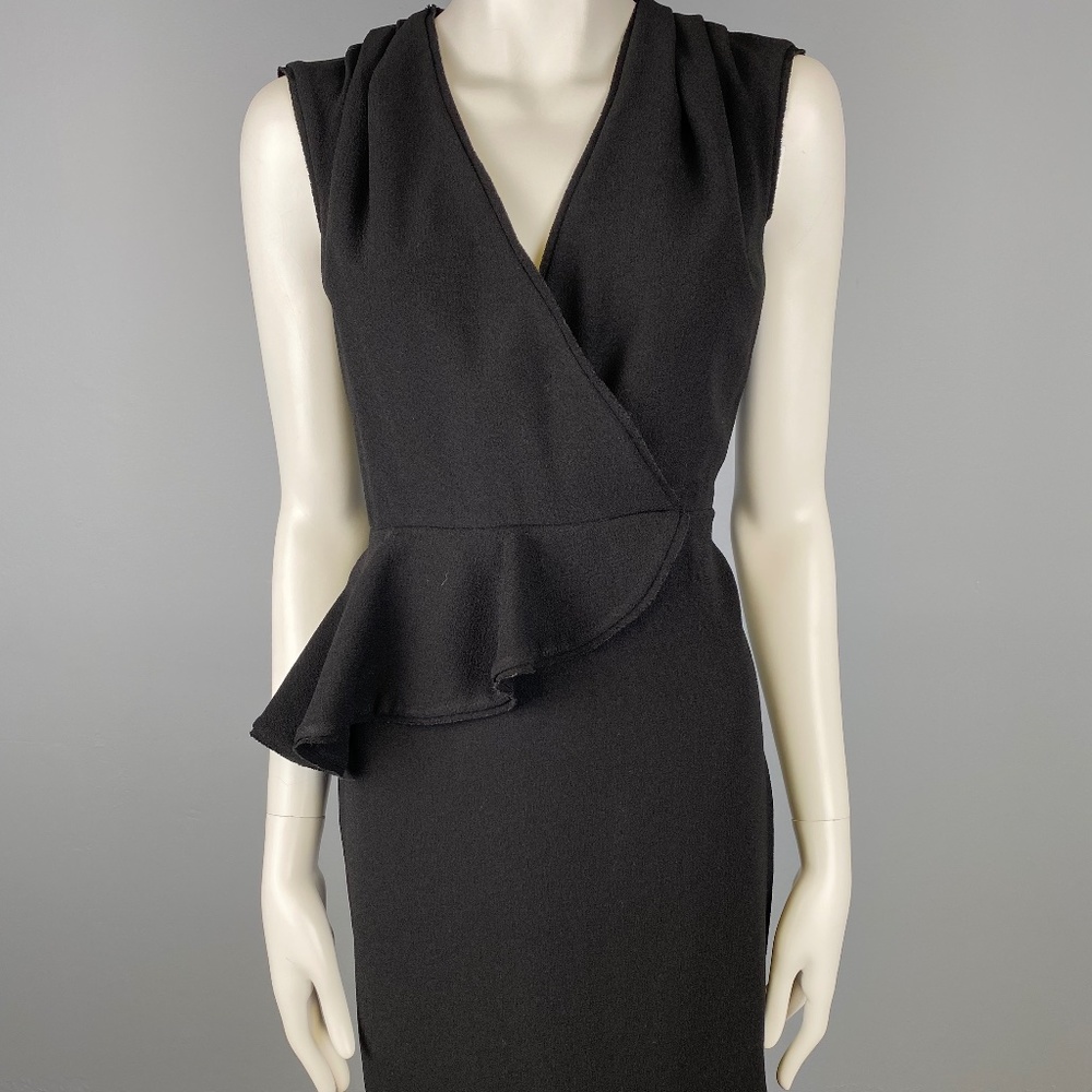 Tory Burch Black Sleeveless Peplum Wrap Dress